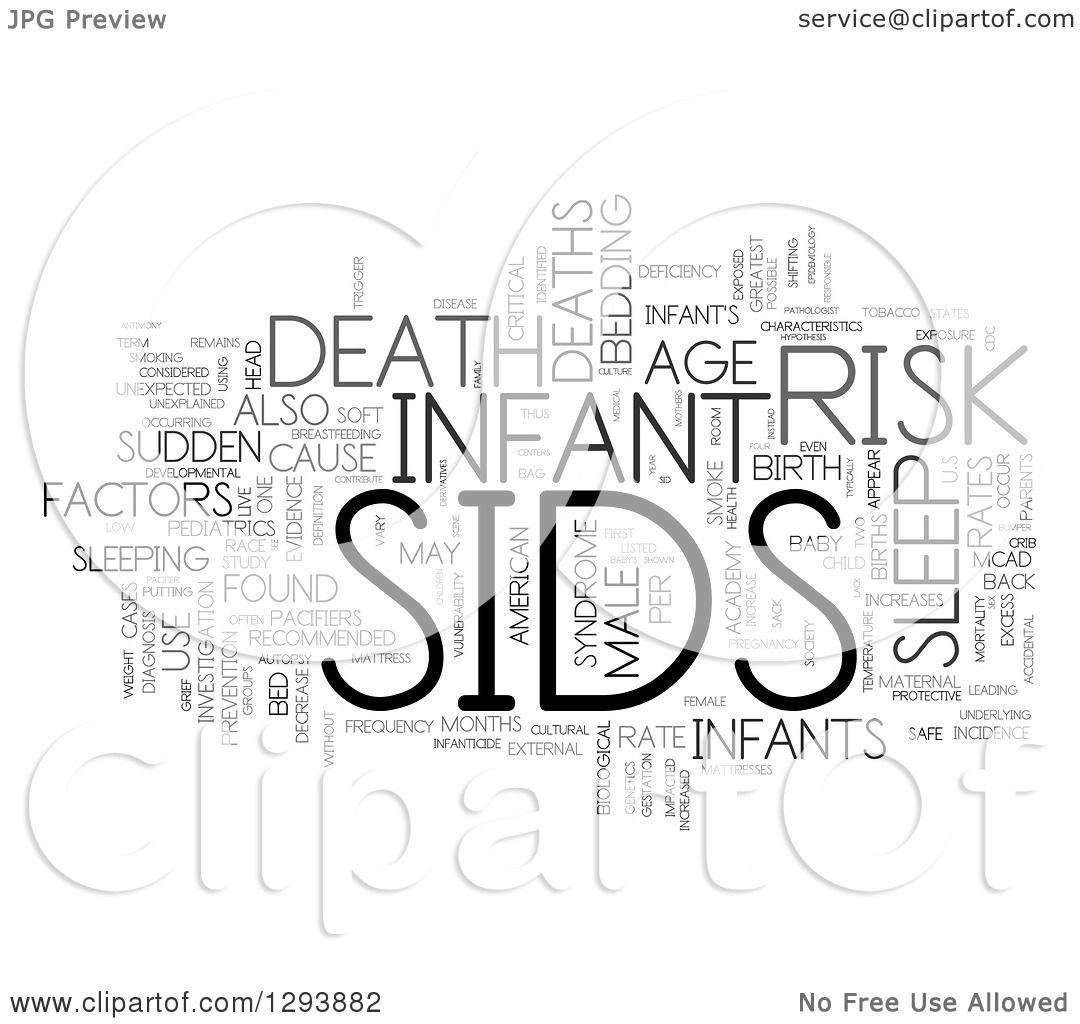 Clipart of a Grayscale SIDS Sudden Infant Death Syndrome Word Tag.