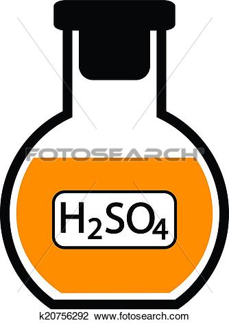 Clipart of Laboratory glass with sulfuric asid k20756292.