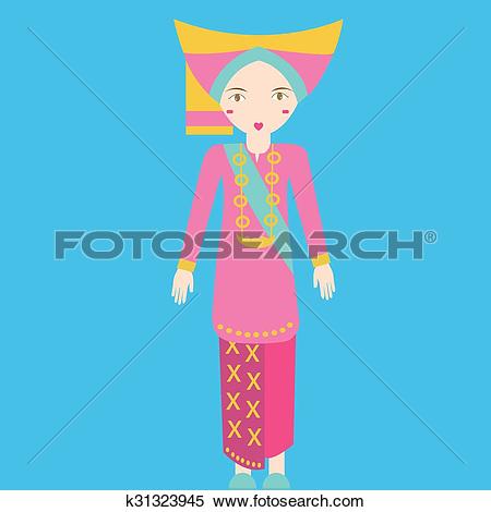 Clipart of Indonesia minang padang sumatra Traditional Costume.