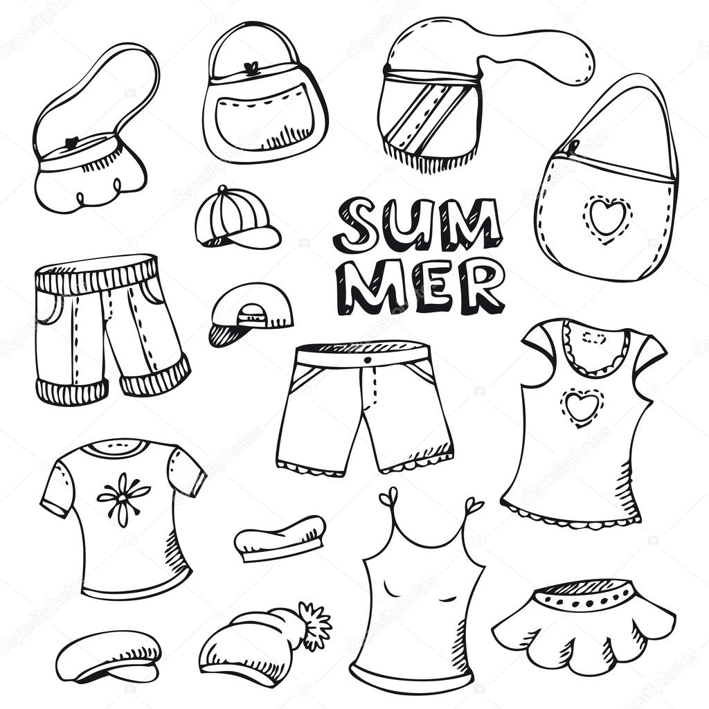 Spring Clothing Clipart Black And White.