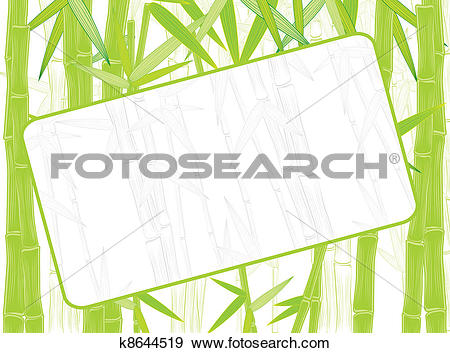 Clip Art of summer green bamboo border k8644519.