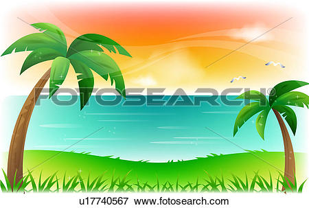 Stock Illustration of landscape, background, outdoors, summer.