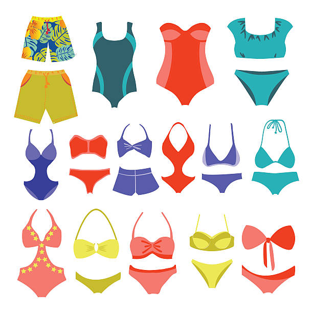 Vector fashion Collection Swimming suits Summer wear.