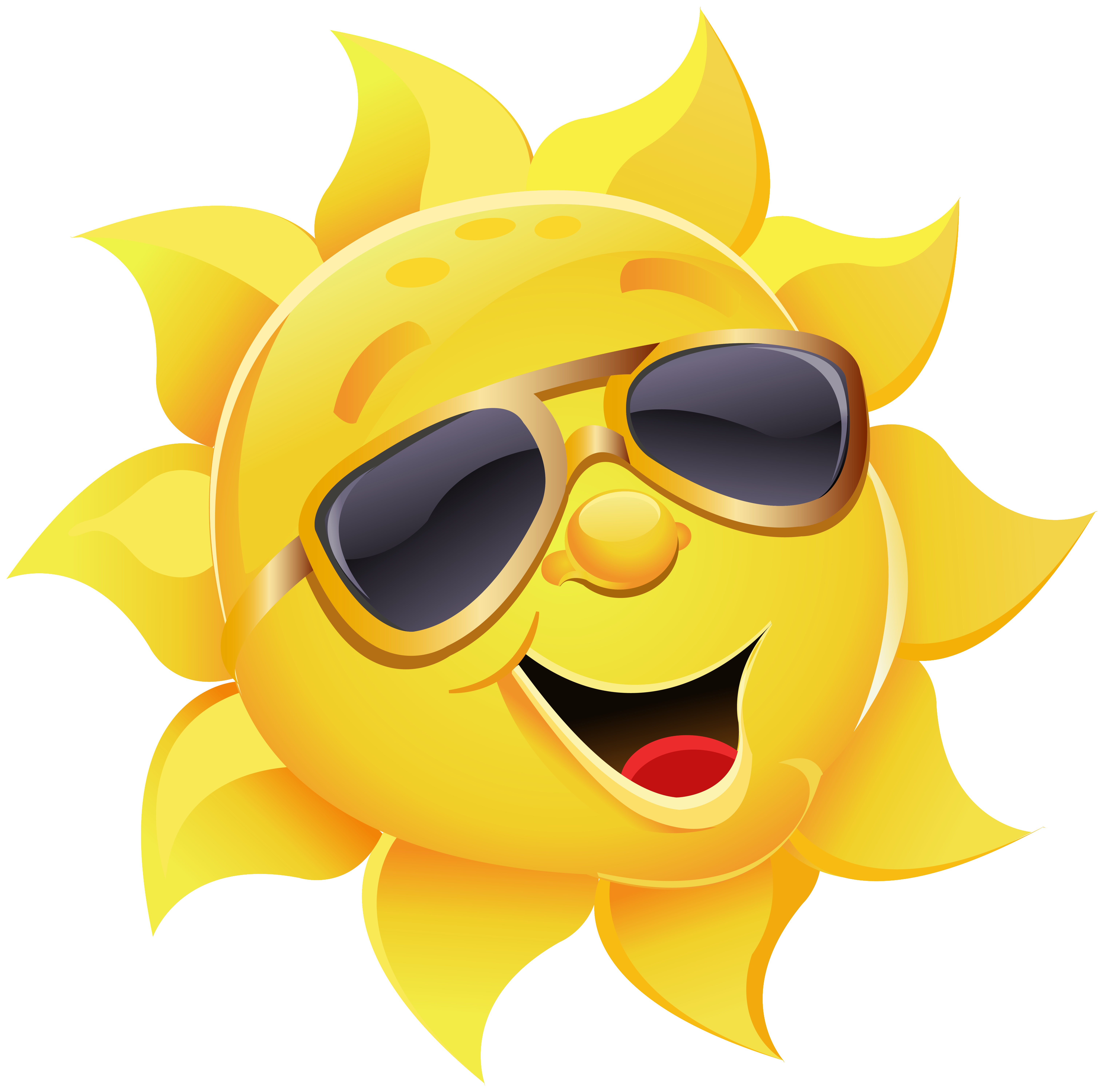 Sun with Sunglasses PNG Clipart Image.