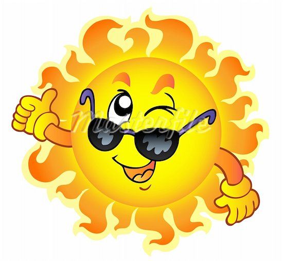 Cartoon Sun With Sunglasses Clipart.