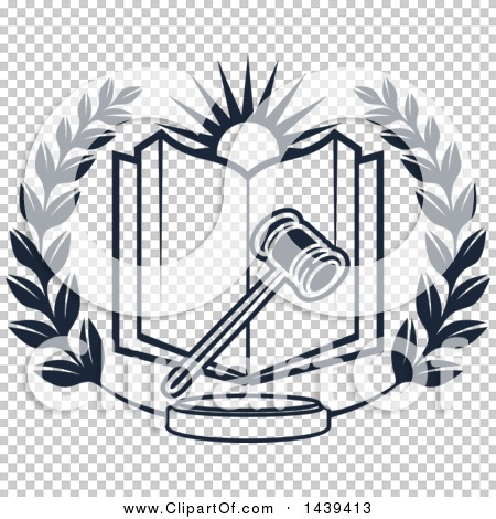 Clipart of a Gavel, Sun and Law Book in a Wreath.