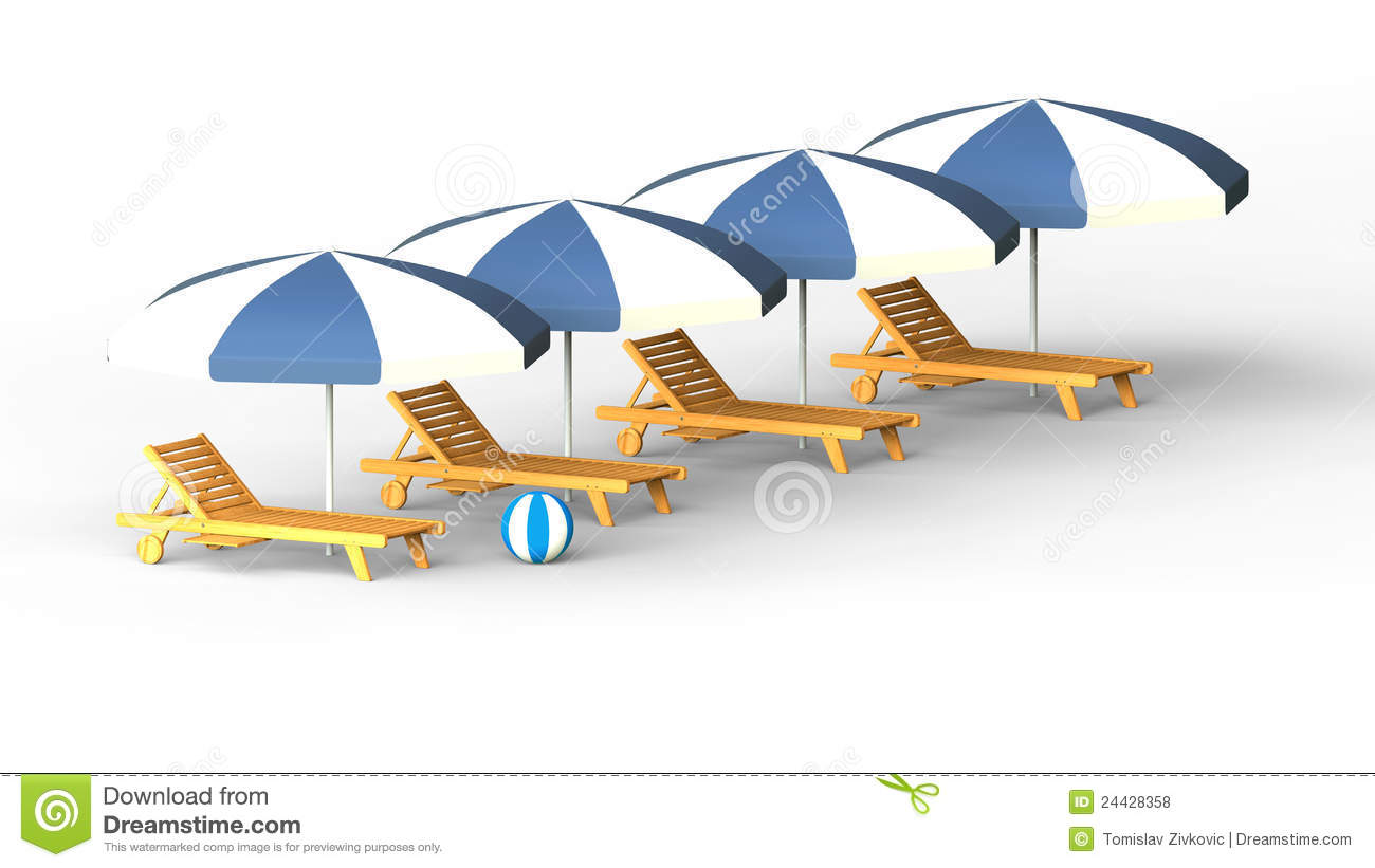 Sunbeds And Umbrellas Royalty Free Stock Photos.