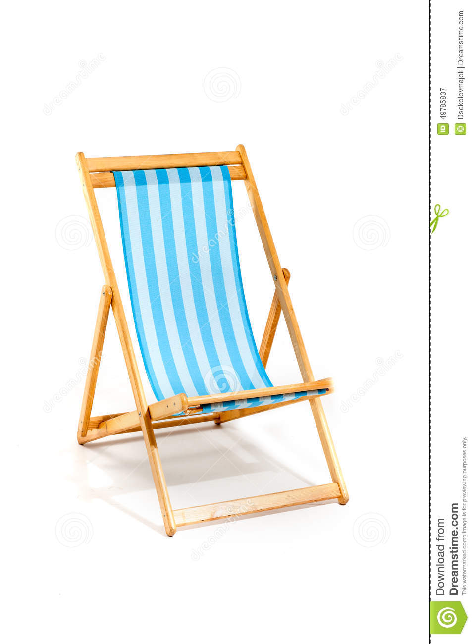 Blue Beach Sunbed Isolated On White Stock Photo.