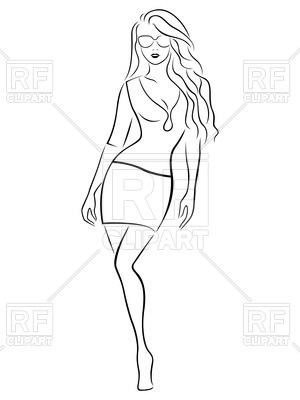 Outline of sexy woman in sunglasses Vector Image #60705.
