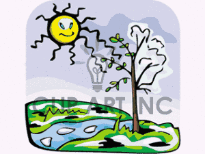 Cold sunny day by the stream clipart. Royalty.