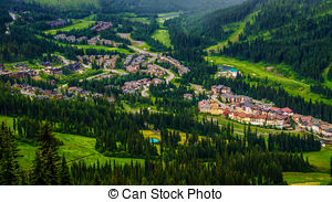 Pictures of Skiing above village of Sun Peaks.