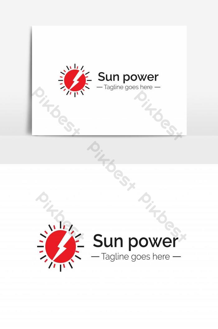 Sun Power Logo Vector Graphic Element.