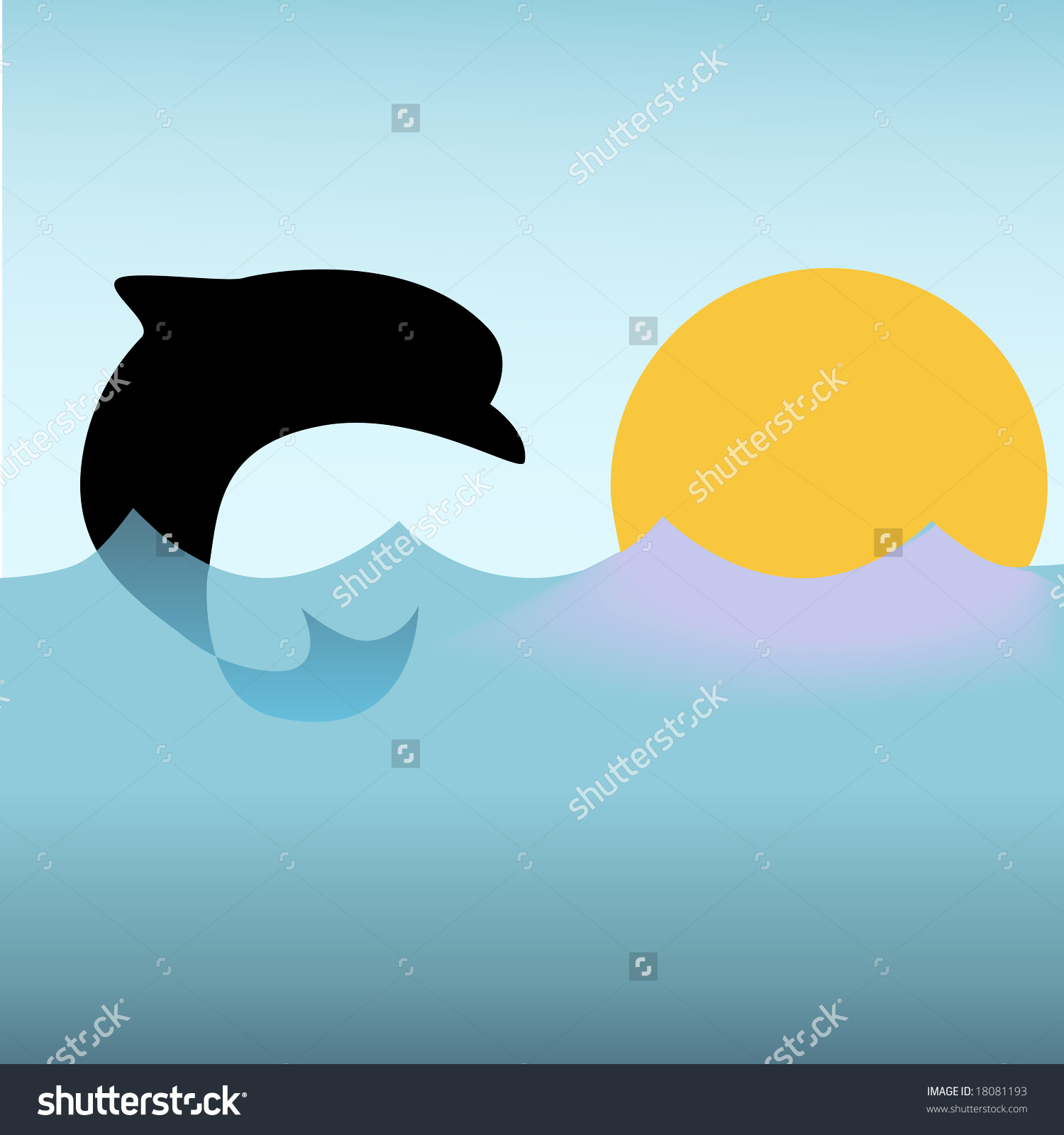 Clipart Dolphin Silhouette Jumps Dives On Stock Vector 18081193.
