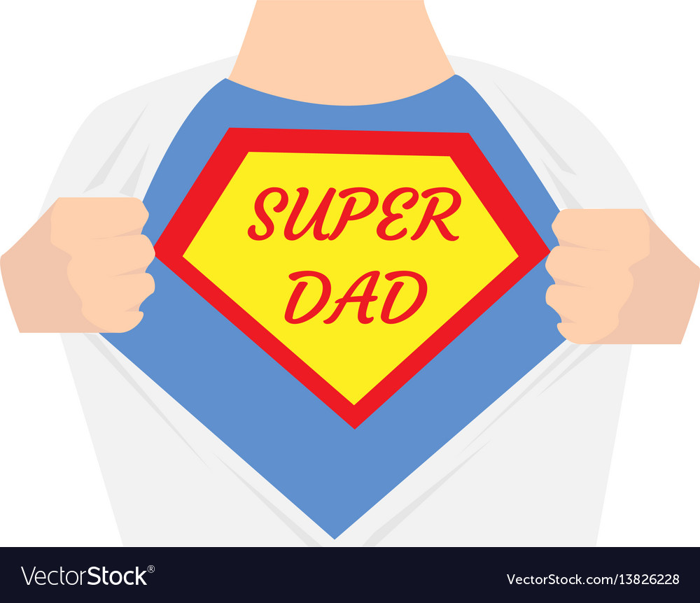 Man open shirt super dad hero.
