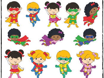 Superhero Kids Clipart.