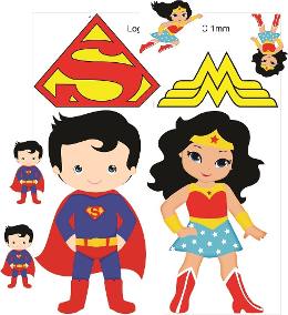 Kit Displays Superman E Mulher Maravilha Baby.