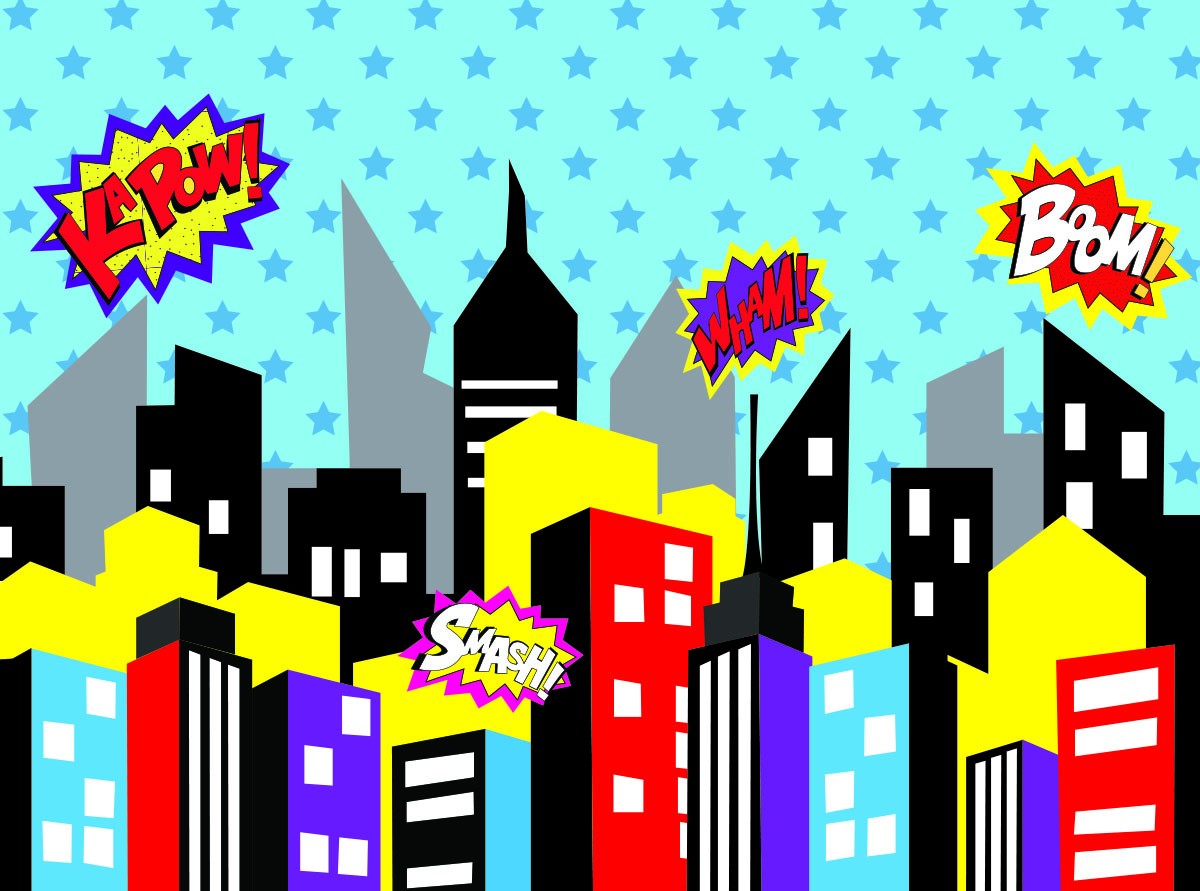 Superhero Skyline Clip Art