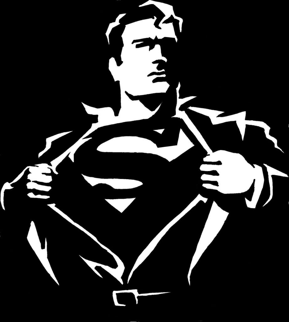 Nice Superman iconography here, in black and white.