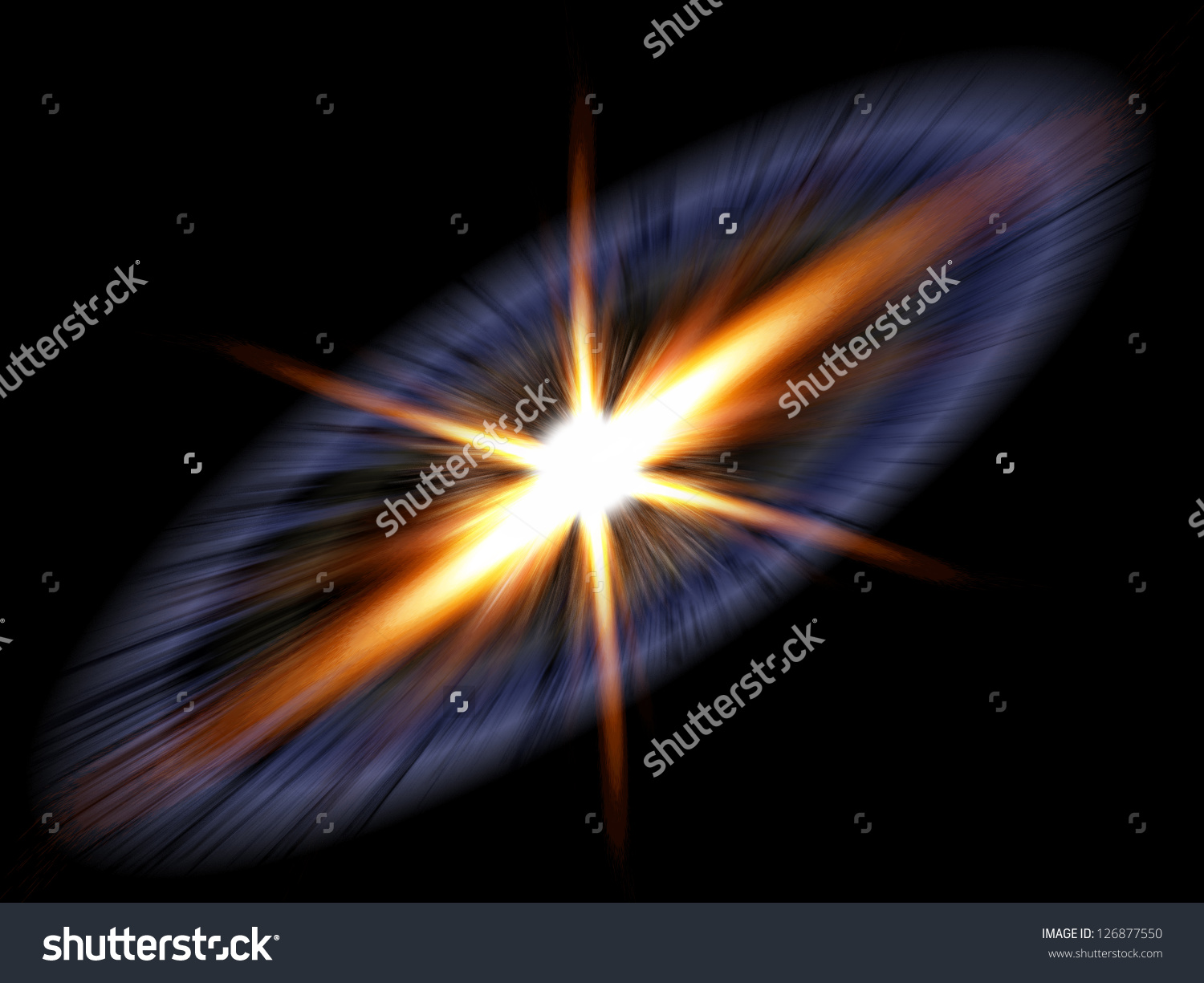 Energetic Powerful Star Space Supernova Explosion Stock Photo.