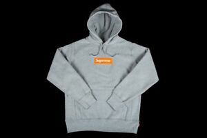 Details about Supreme Box Logo Hoodie Sweatshirt Heather Grey Orange Fw17  Size M Brand New.