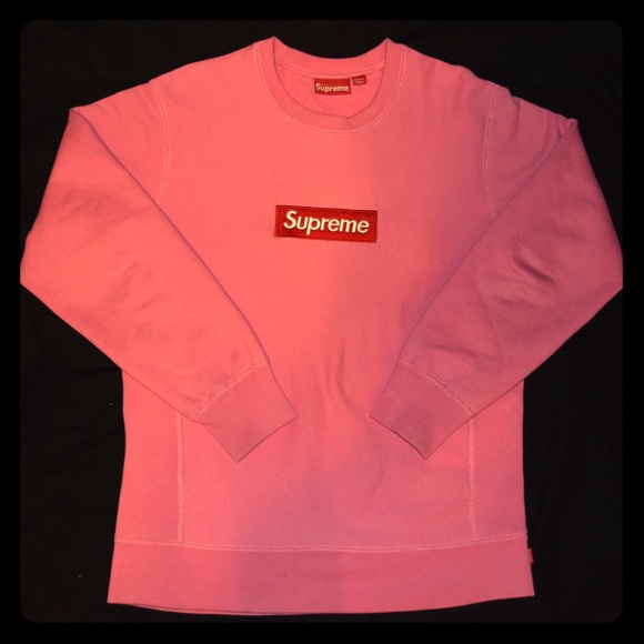 Supreme FW15 Pink Box Logo Crewneck Sweater Size L.