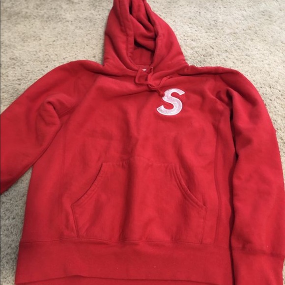 Supreme S Logo Hoodie Red Medium FW18.