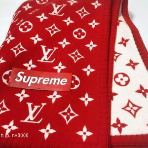 Details about Supreme x Louis Vuitton Red Monogram Blanket Logo from Japan  VERY RARE.