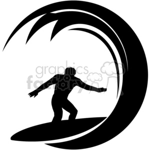 Surfer surfing a huge wave clipart. Royalty.