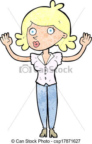 Vector Illustration of cartoon woman surrendering csp17871627.