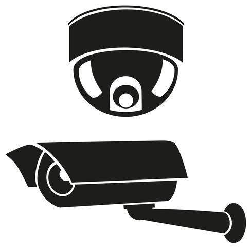 black and white icons of surveillance cameras.