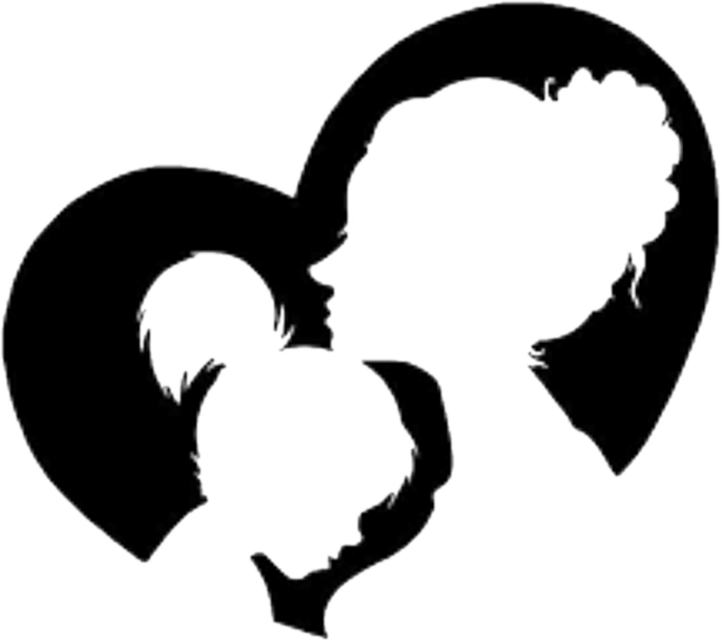 Mother And Her Daughter Silhouette Isolated Vector Symbol Of Mom And