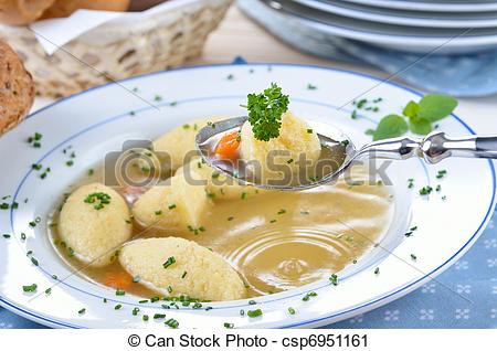 Stock Photography of Semolina dumpling soup.