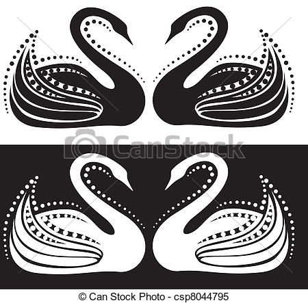 Clipart Vector of swans.