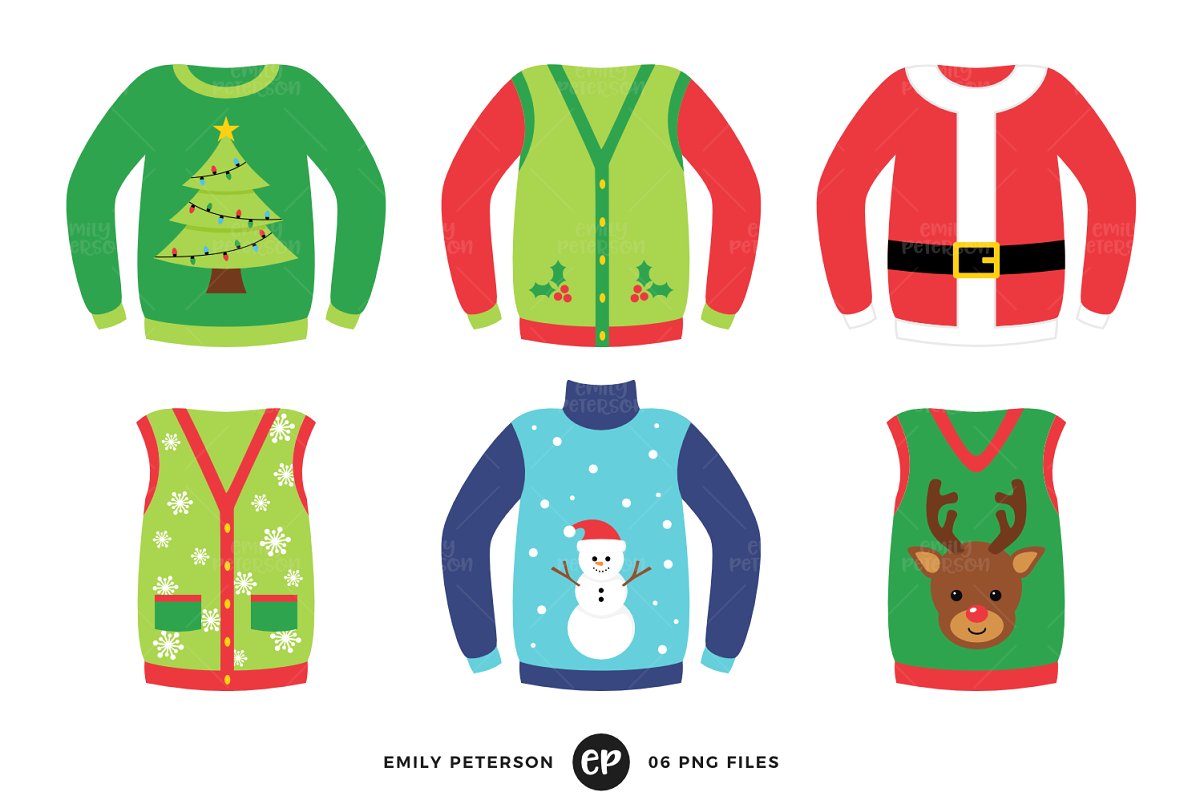 Ugly Christmas Sweaters Clipart.