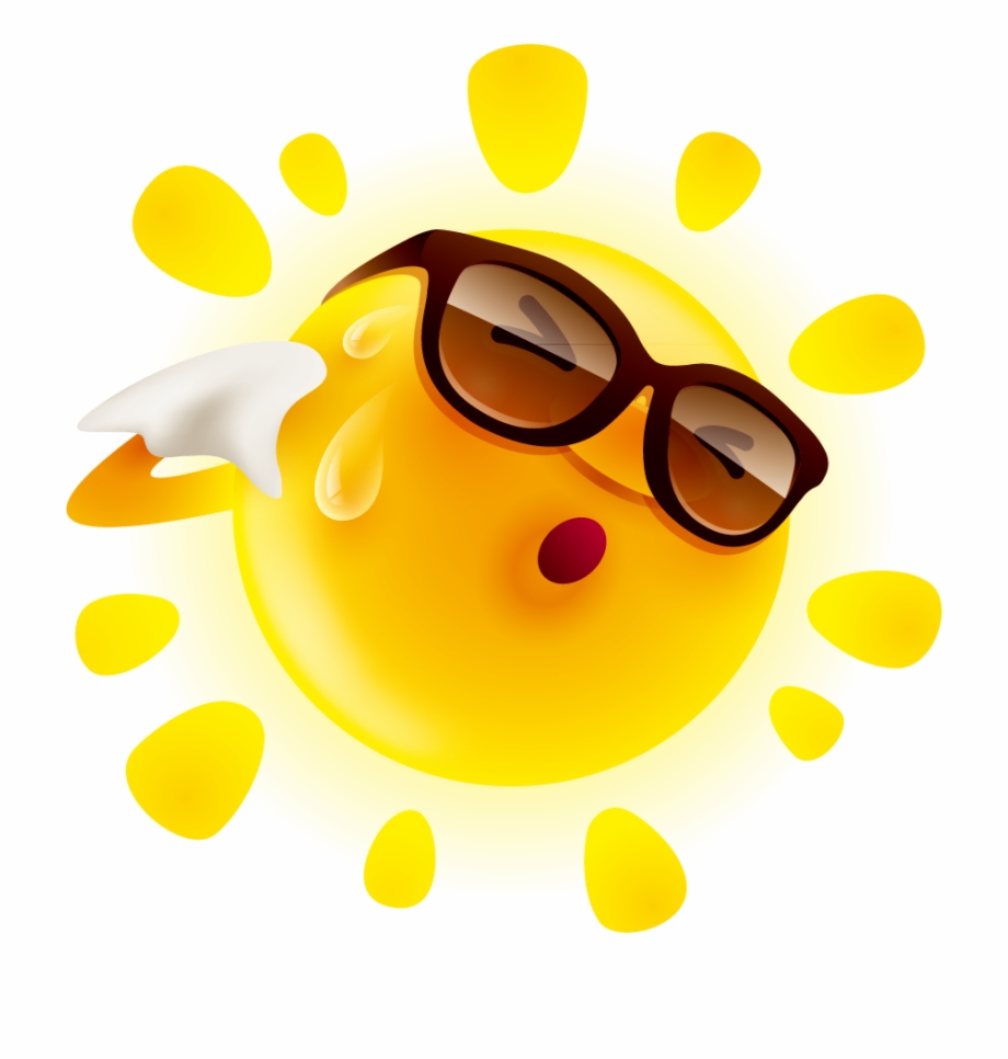 Summer Cute Sun Material Illustration Perspiration.