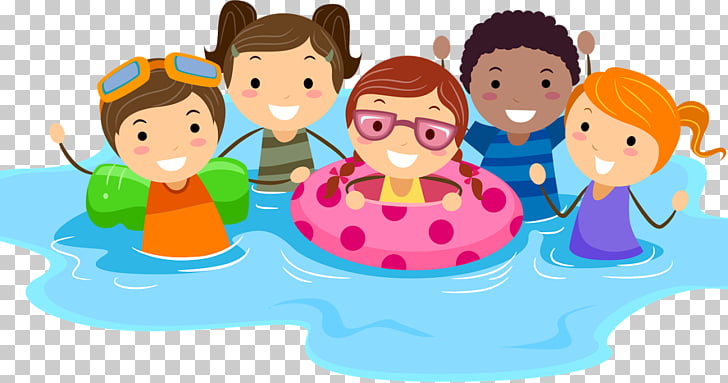 Swimming pool Child , swim , five children on water.