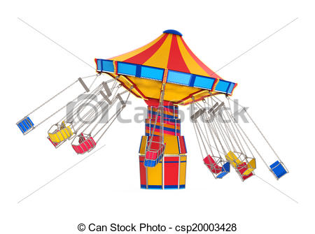 Clipart of Carnival Swing Ride isolated on white background. 3D.