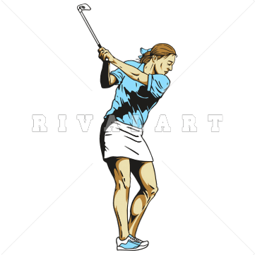 Sports Clipart Image of Golfing Golfer Females Woman Womens Girls.