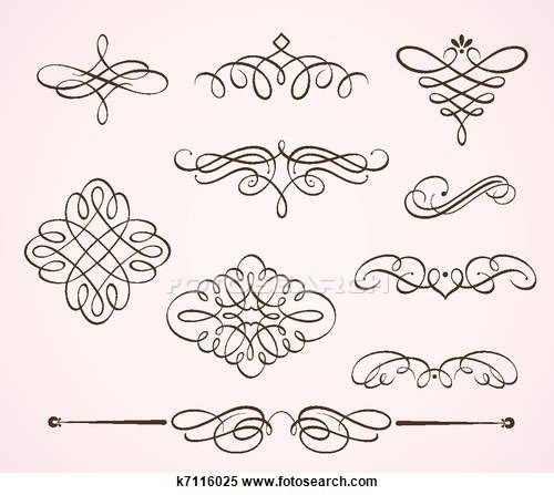 Swirling flourishes elements Clipart.