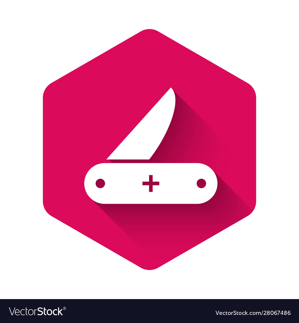 White swiss army knife icon isolated with long.