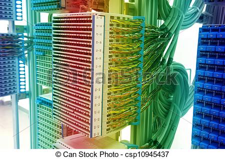 Stock Photos of fiber optical network cables patch panel and.