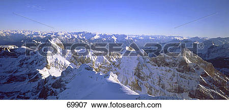 Picture of High angle view of snowcapped mountains, Santis.