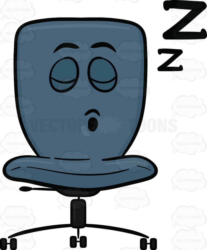 Swivel Desk Chair Sleeping Soundly Cartoon Clipart.