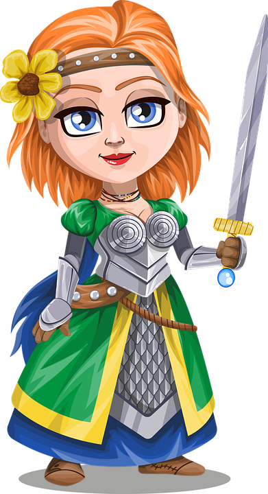 Free vector graphic: Knight, Girl, Lady, Sword, Flower.