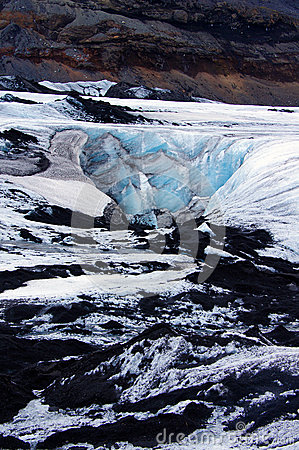 Solheimajokull Glacier Near Skaftafell In Iceland Stock Photo.