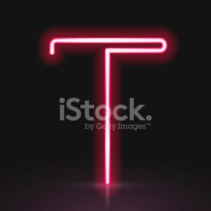 3d red neon light letter T Clipart Image.