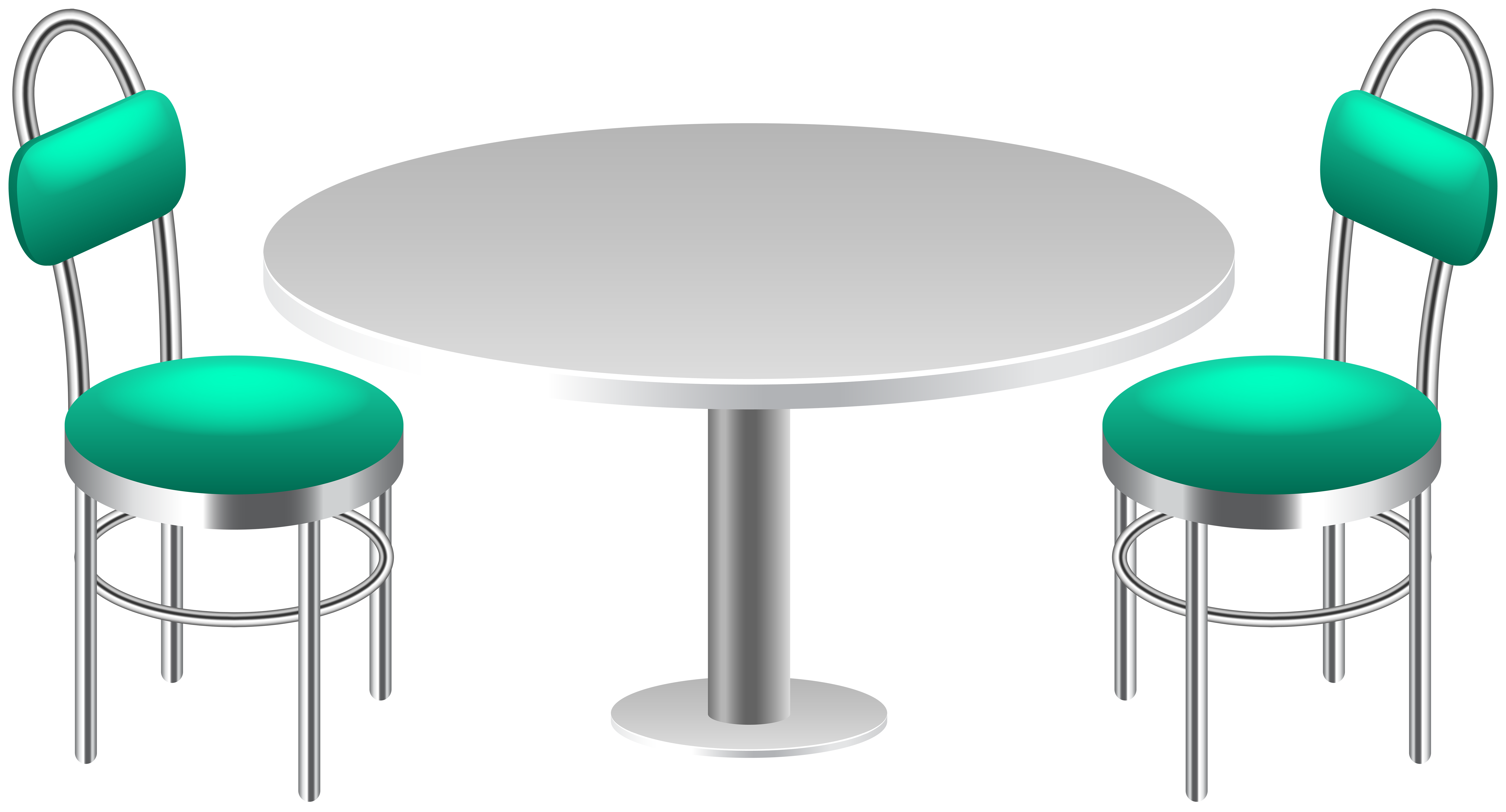 Table with Chairs Transparent PNG Clip Art.