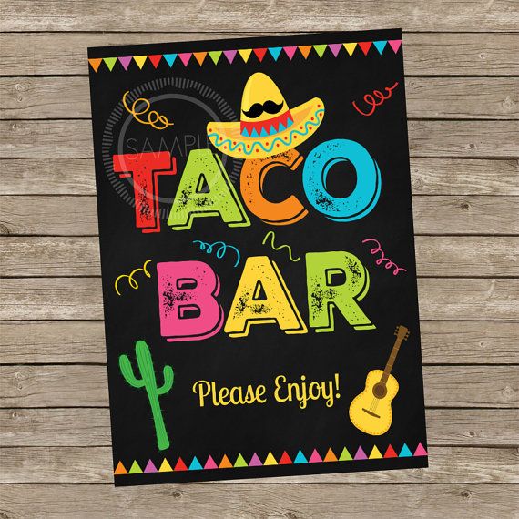 5x7 Printable Taco Bar / Fiesta / Cinco De Mayo / Nacho Bar.