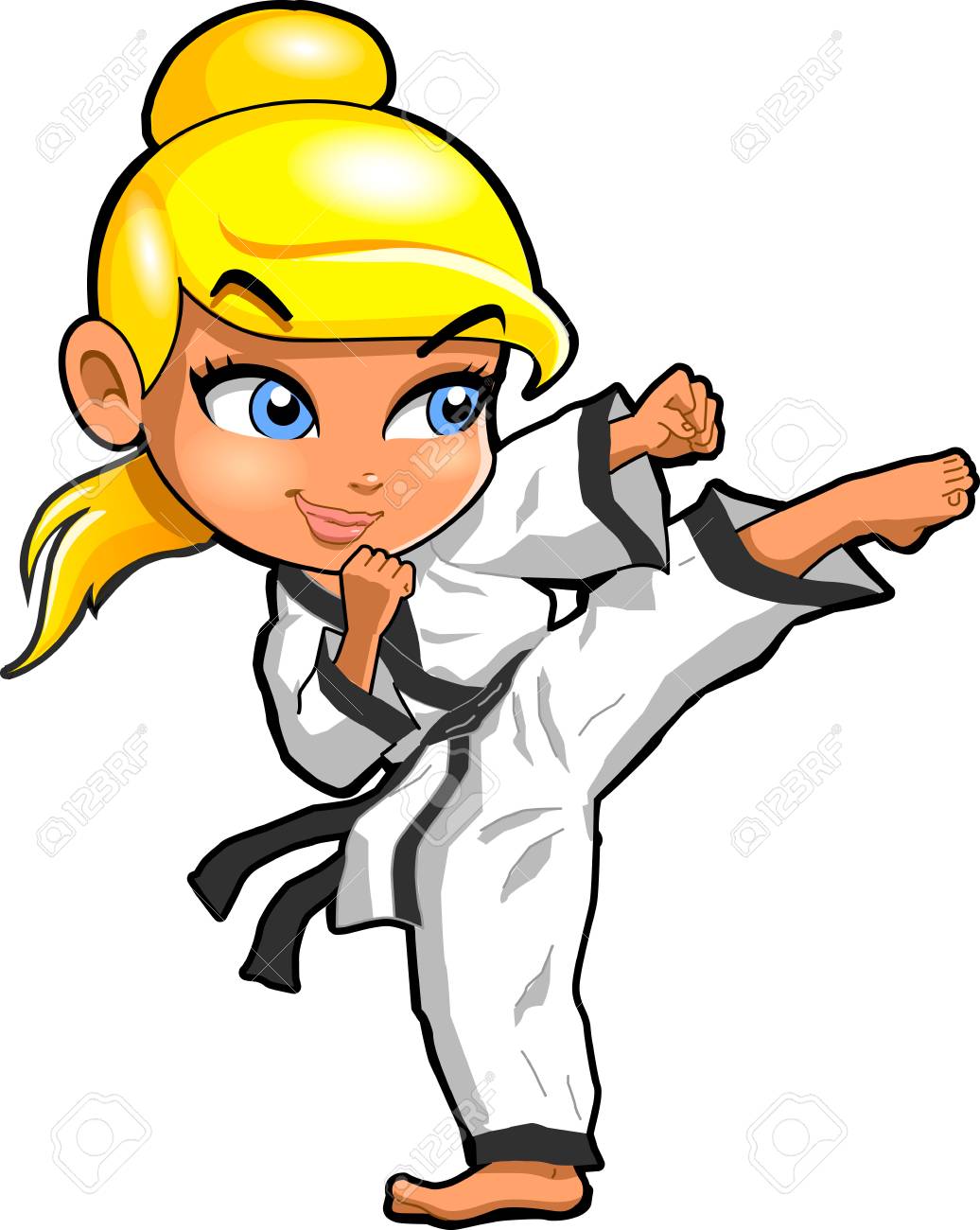 Karate martial arts tae kwon do dojo vector clipart cartoon.
