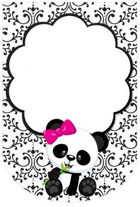 Kit Panda Preto, branco e rosa para imprimir grátis.